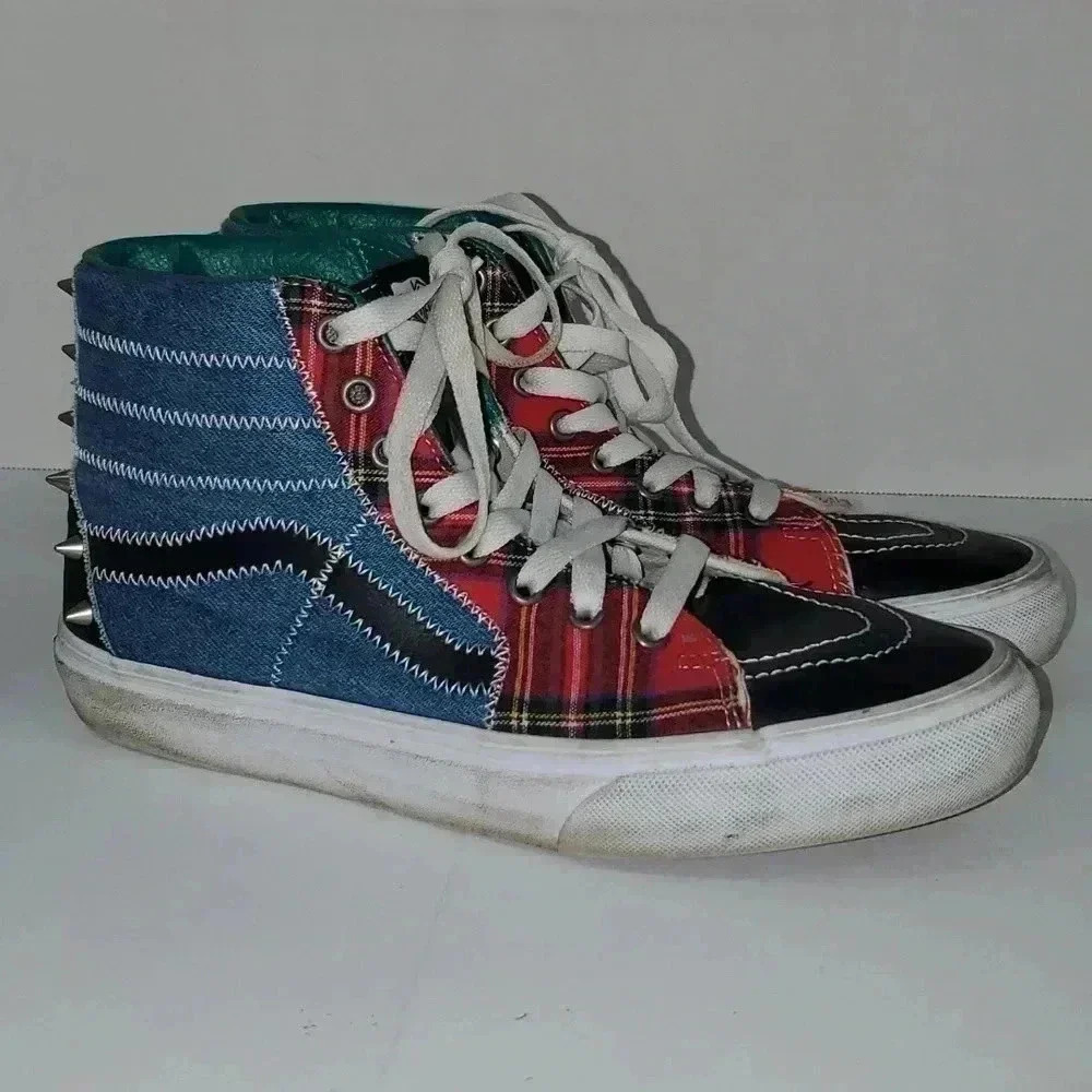 Vans SK8-HI Tartan Daze Multi Plaid Spike Sneakers Men's Size 7.5 Women's Size 9 - Picture 3 of 13
